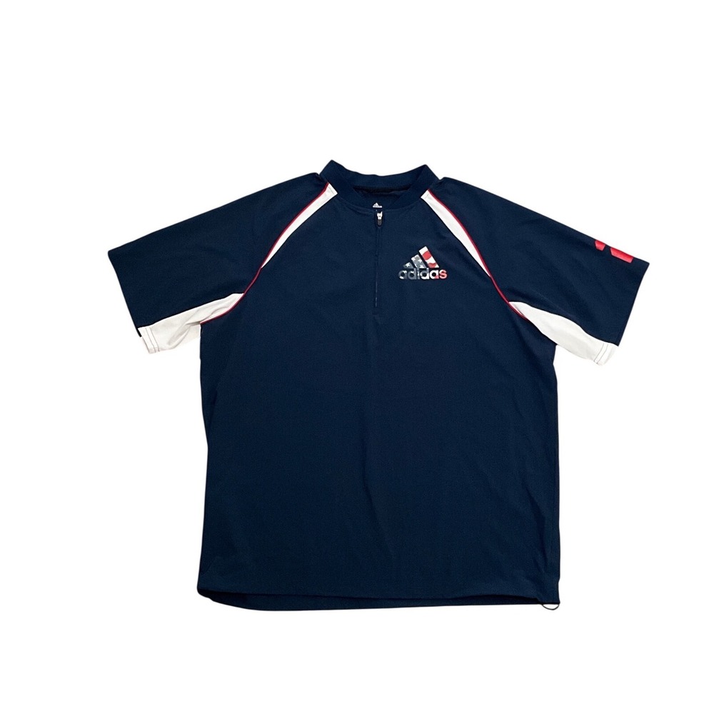 Adidas Athletic 1/4 Zip Top Navy Training Golf Activewear Short Sleeve‎ Size L